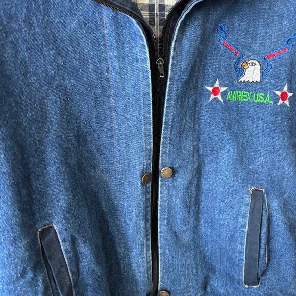 Vintage Avirex “Wings Over America” Denim & Nylon Jacket USA Embroidered - Picture 2 of 7